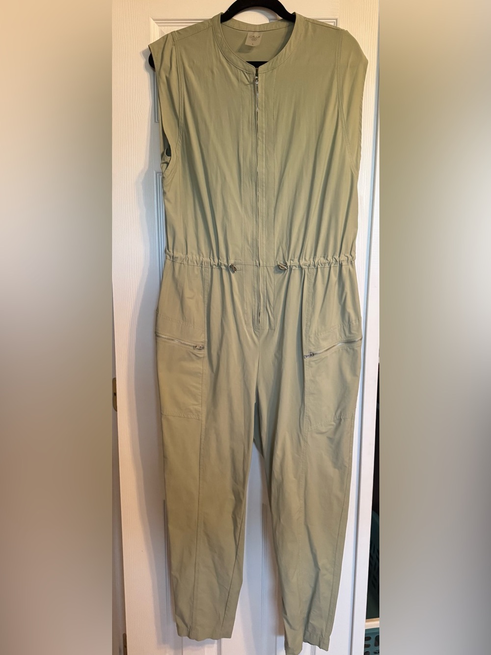 CALIA by Carrie Underwood Sleeveless Zip-Front Jumpsuit in Sage